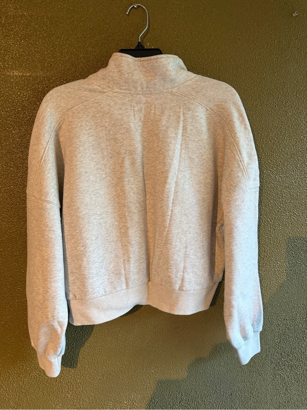 Abercrombie & Fitch Heather Light Gray Cropped Quarter Zip Sweatshirt - Picture 3 of 3